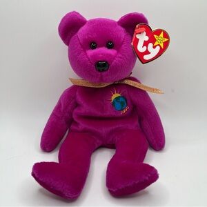 Ty Beanie Babies Millennium Bear Plush Toy - Purple